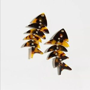 J.Crew Acetate fish bone statement earrings